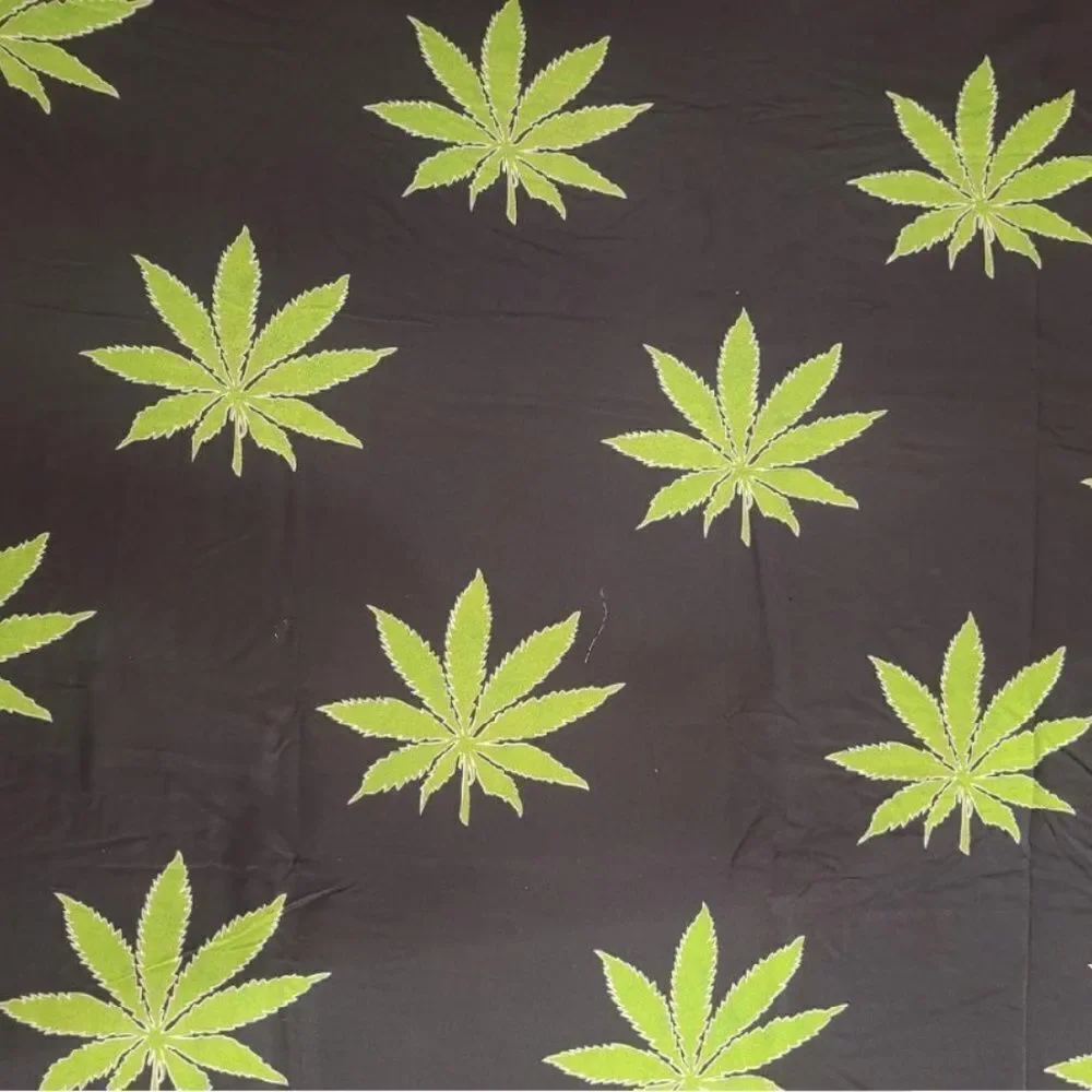 Pot Leaf KING Sheet Set Black Green Doobie Joint Grass Hippie Vibe